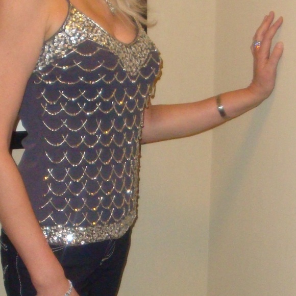 Vintage Beaded sequin embroidered top with adjustable straps , size S-M - Picture 11 of 12